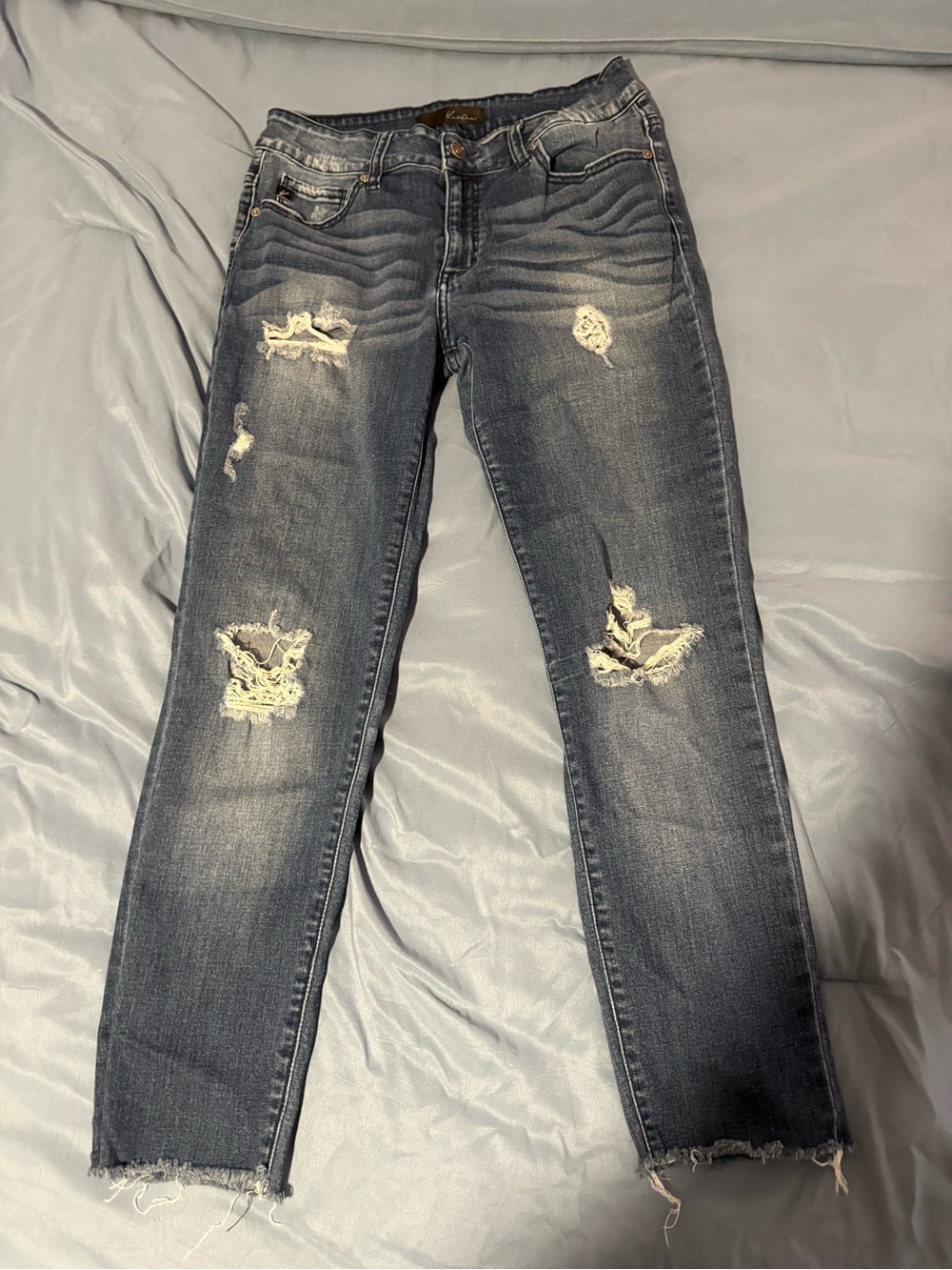 KanCan Distressed Skinny Jeans in Faded Blue